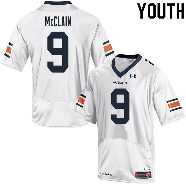 Auburn Tigers Youth Zakoby McClain #9 White Under Armour Stitched College 2020 NCAA Authentic Football Jersey JAO7374UP